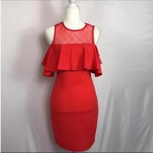 Another Story Sleeveless Ruffled Mini Dress Orange‎ Size M